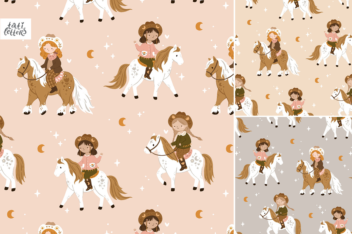 Cowgirl clipart and patterns, an Animal Illustration by tatiletters (Photo 7 of 9)