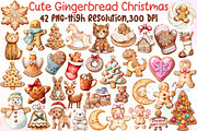 Cute Gingerbread Christmas Clipart, an Illustration by Sublimation Artist (Thumbnail 1 of 6)