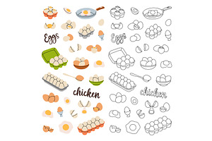 Chicken eggs in vertical banner. Raw, a Food Illustration by GraphiShop