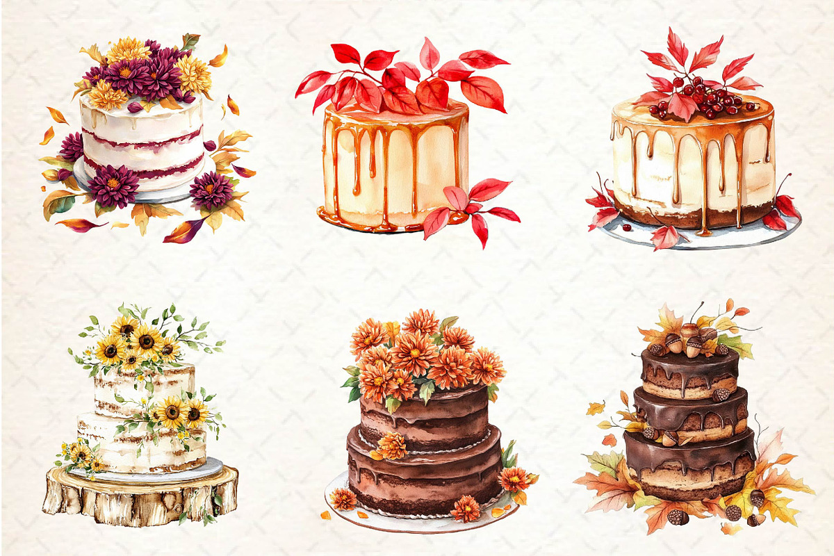 Autumn Wedding Cake Clipart, an Illustration by Dream Creation (Photo 2 of 6)