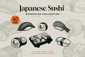 Japanese Sushi Engraving Collection