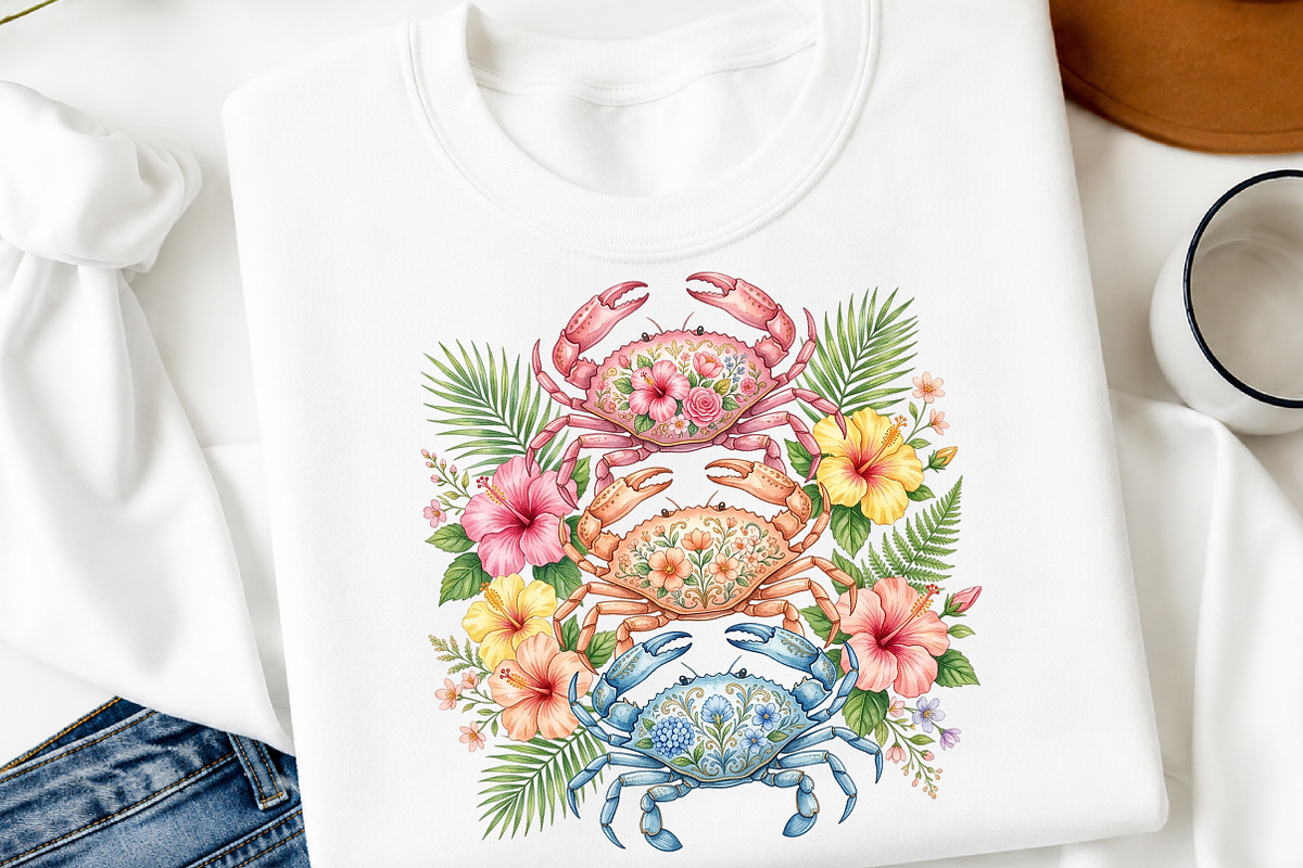 Floral Crab Coastal Summer Beach PNG, a Transportation Illustration by Digital Artistic99 (Photo 5 of 8)