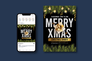 Christmas Dinner Flyer, a Flyer Template by iDoodle Studio