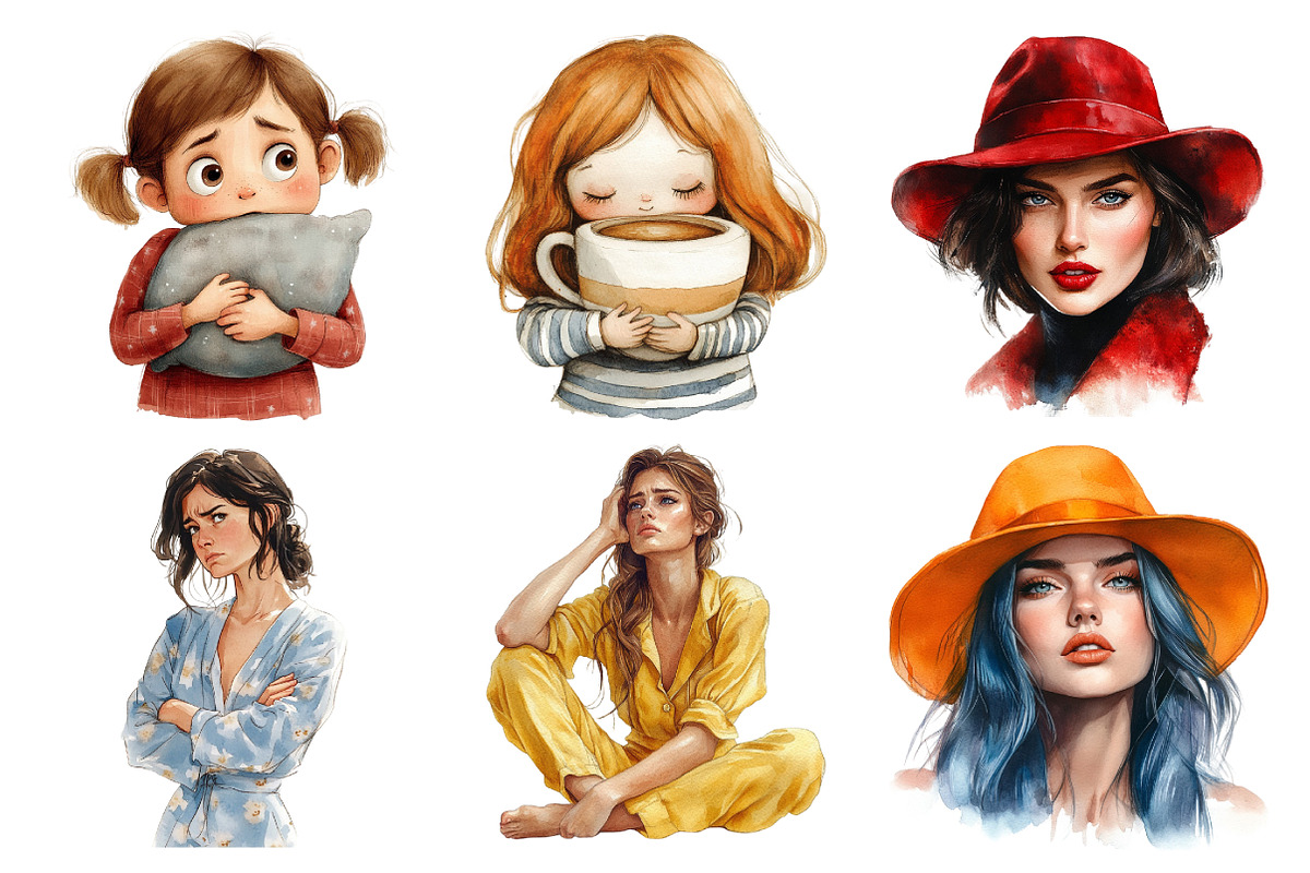 Sassy Woman Watercolor Clipart, an Illustration by Daily.Designs (Photo 3 of 5)