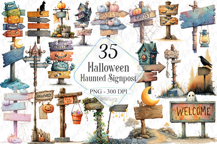 Haunted Signpost Clipart