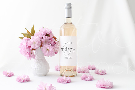 Wine Bottle Label Mockup Floral