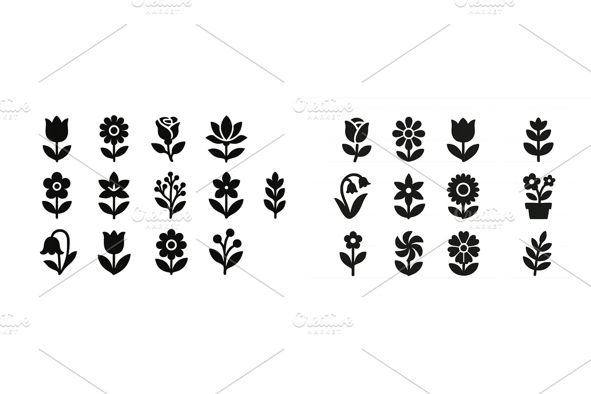Floral silhouette designs in varying, an Illustration by ZinetroN