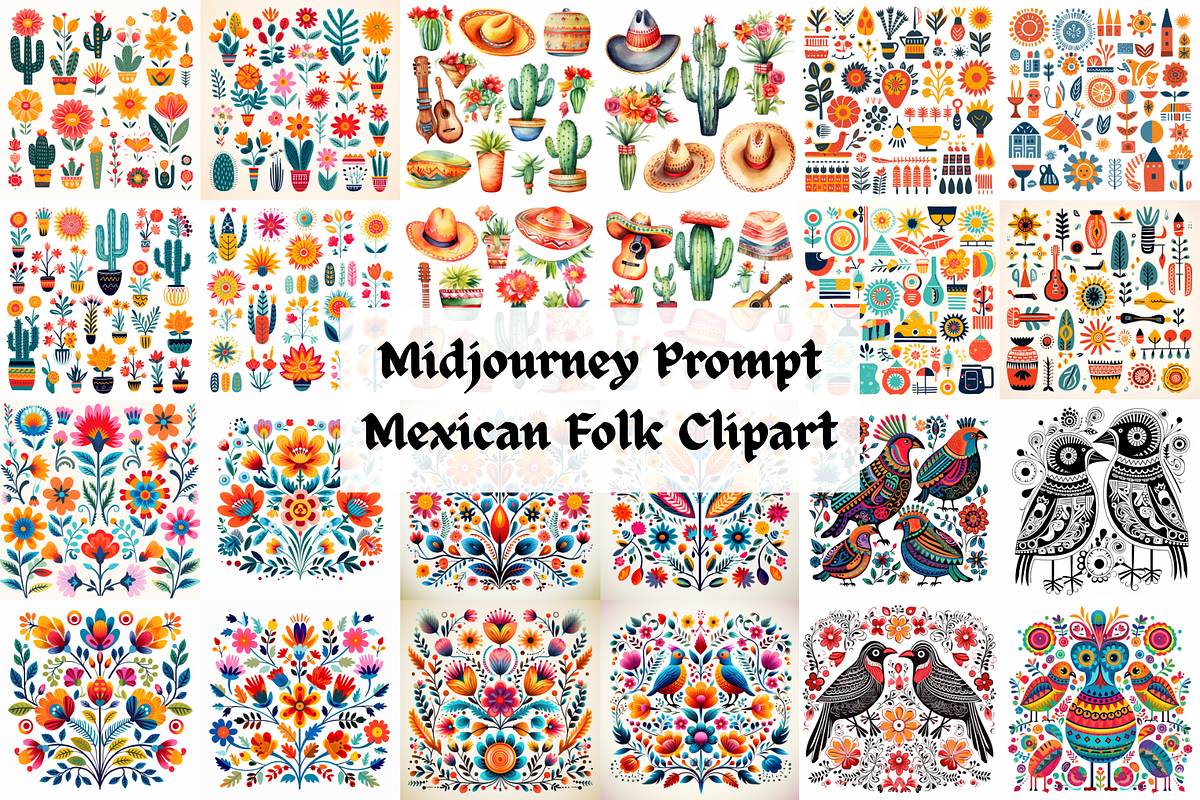 Prompt Mexican Folk Clipart, a Decorative Illustration by Creative design (Photo 1 of 7)