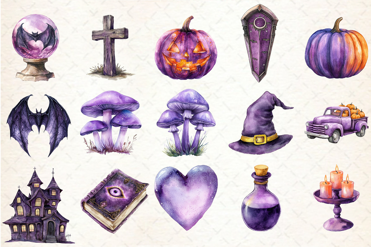 Purple Halloween Clipart, a Seasonal Illustration by Rose Art (Photo 3 of 3)