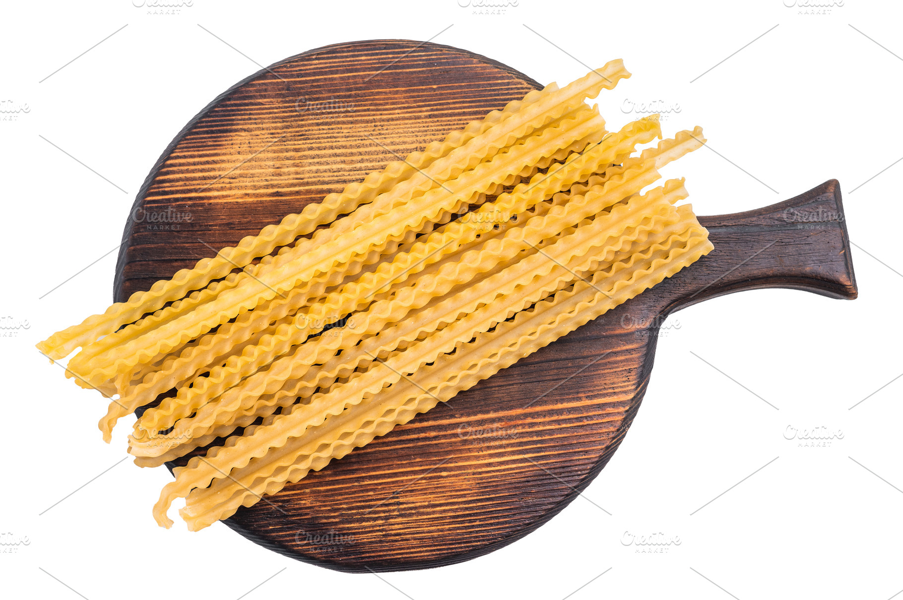 Delicate raw mafaldine pasta noodles, perfect for tossing with f, a Food & Drink Photo by composter-box@mail.ru