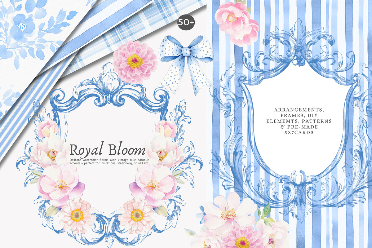 royal bloom watercolor floral set, a Decorative Illustration by Patishop Art (Photo 1 of 10)