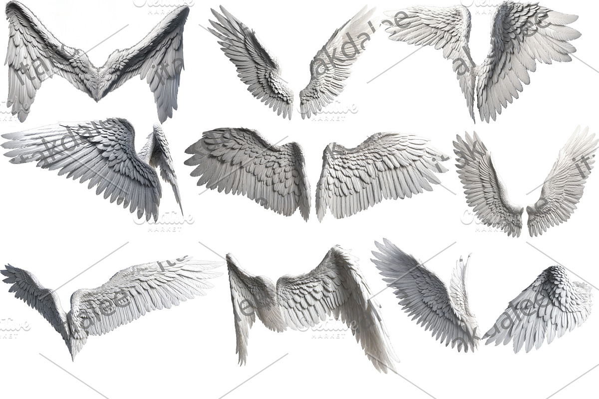 set of photorealistic angel wings, an Object Graphic by itakdalee (Photo 1 of 11)