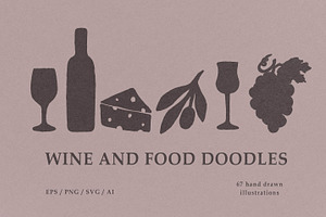 Wine and Food Doodles illustrations
