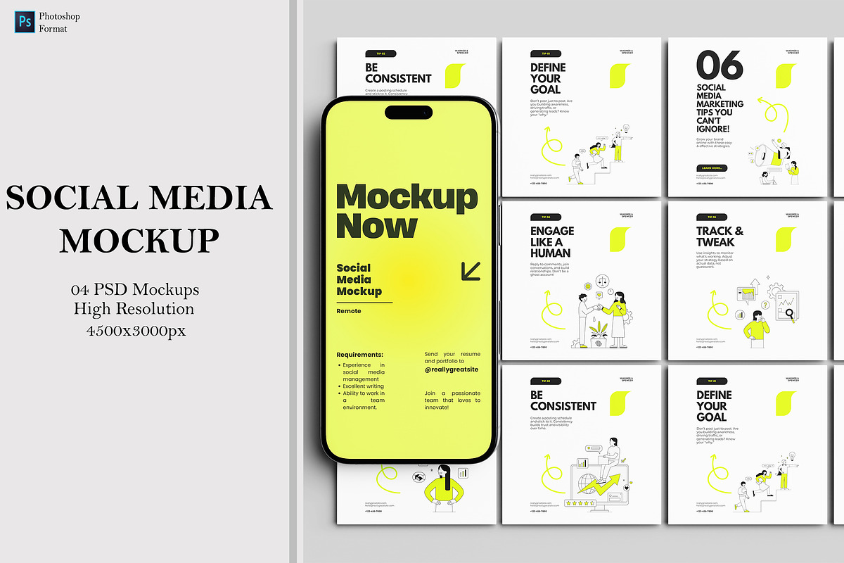 High Quality Social Media Mockup, a Merchandise Mockup by Ataku Design (Photo 1 of 5)