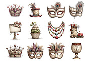 Watercolor Mardi Grass Clipart, an Illustration by DreamArtGraphic (Thumbnail 3 of 4)