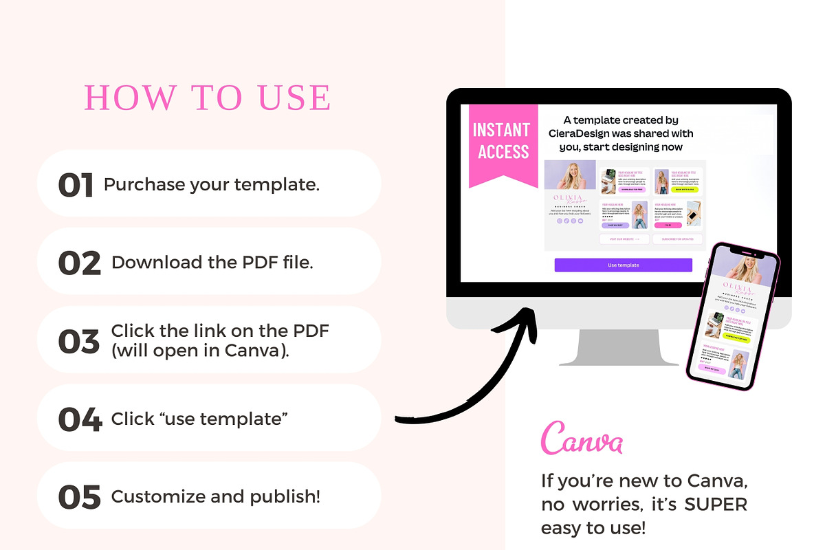 Link In Bio Template, Canva Website, a Landing Page Template by Ciera Design Templates (Photo 8 of 8)