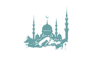 Ramadan monochrome blue symbol, an Illustration by Nenahliadava Design