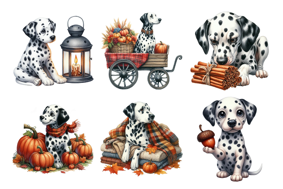 Autumn Dalmatian Dog Clipart Bundle, an Illustration by Daily.Designs (Photo 5 of 5)