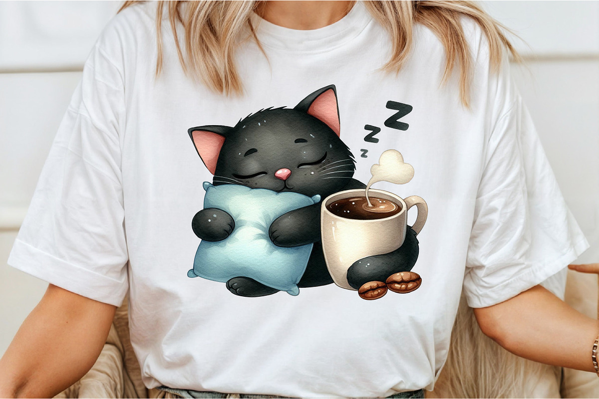 Cat Silhouette Love Coffee Clipart, an Illustration by Libby Wishes (Photo 9 of 12)