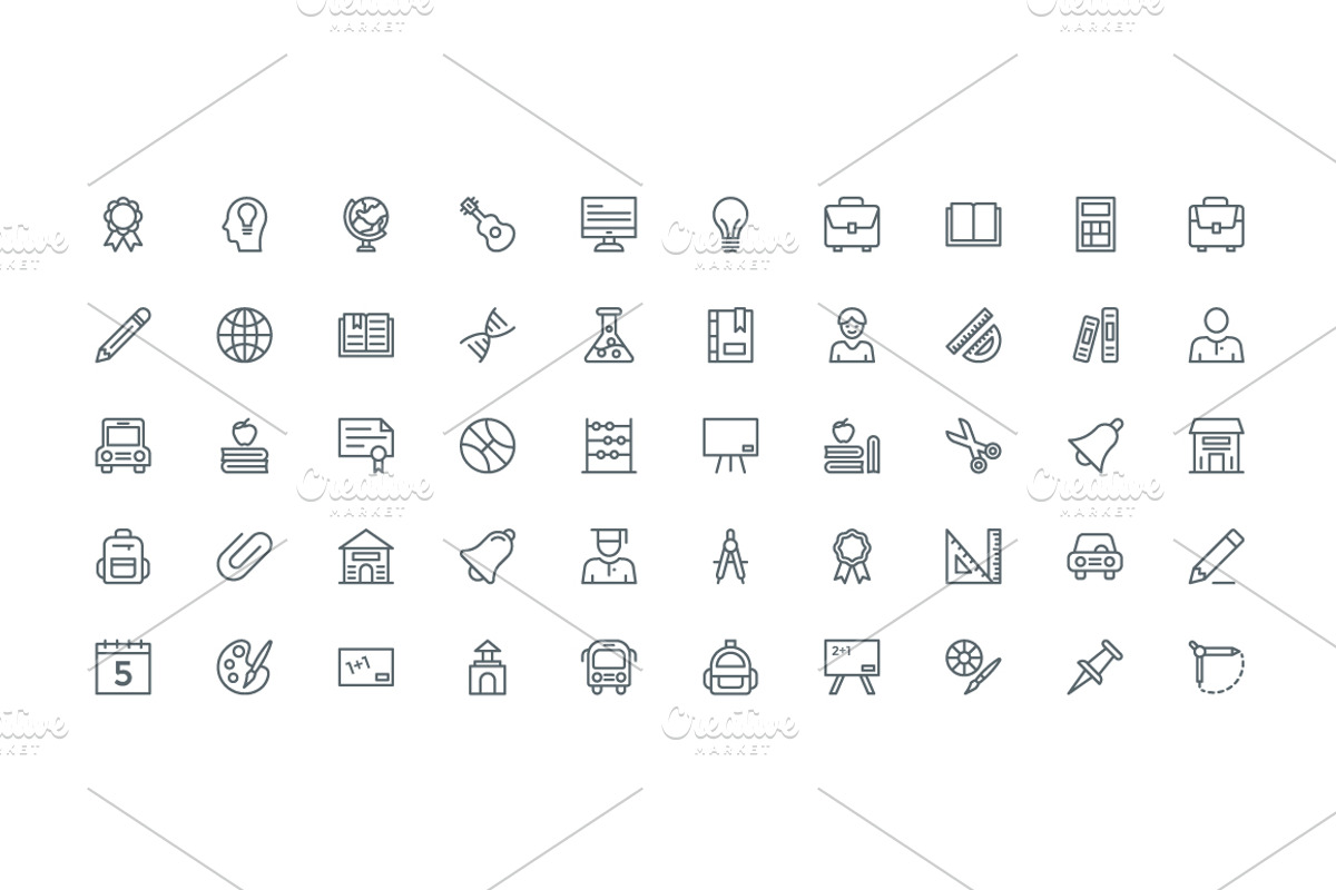 240 Education and School Line Icons, an Outline Icon by Vectors Market