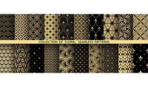Geometric floral set of patterns