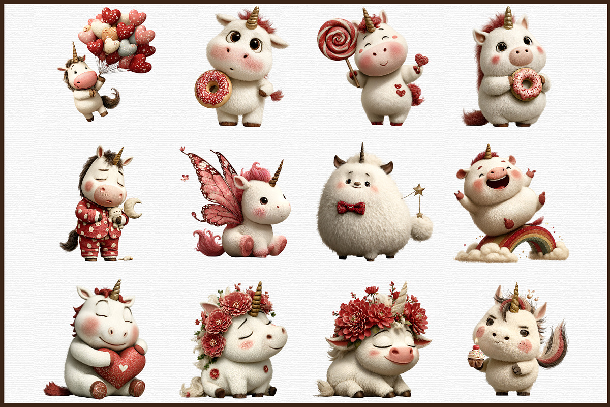 Watercolor Cute Unicorn Clipart Bund, an Illustration by Sublimation Artist (Photo 3 of 6)