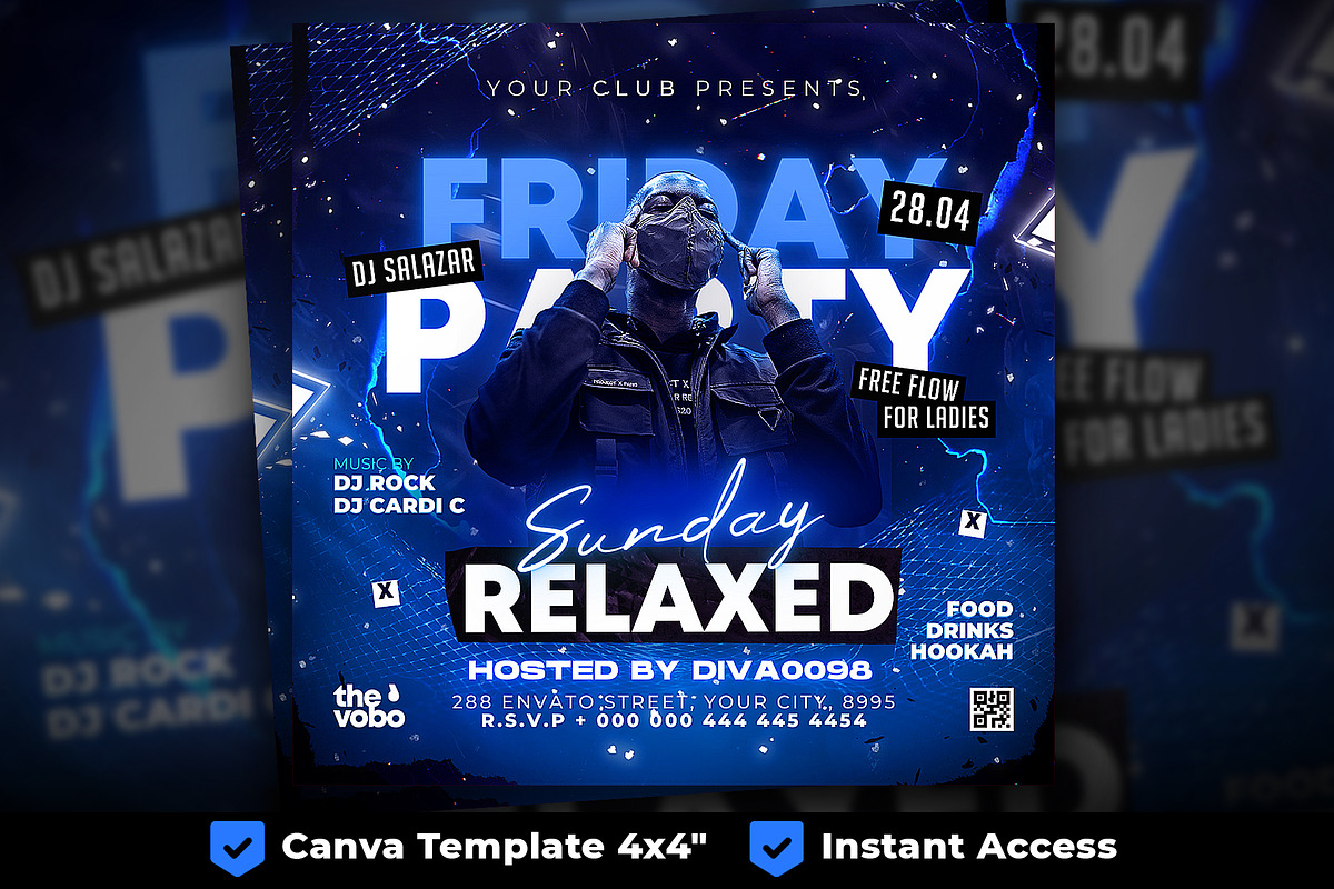Party Flyer, Canva Club Flyer, a Flyer Template by FLYERHIVE (Photo 1 of 3)
