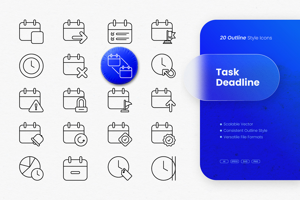 Task Deadline Outline Icons, an Outline Icon by cidcud_graphic (Photo 1 of 3)