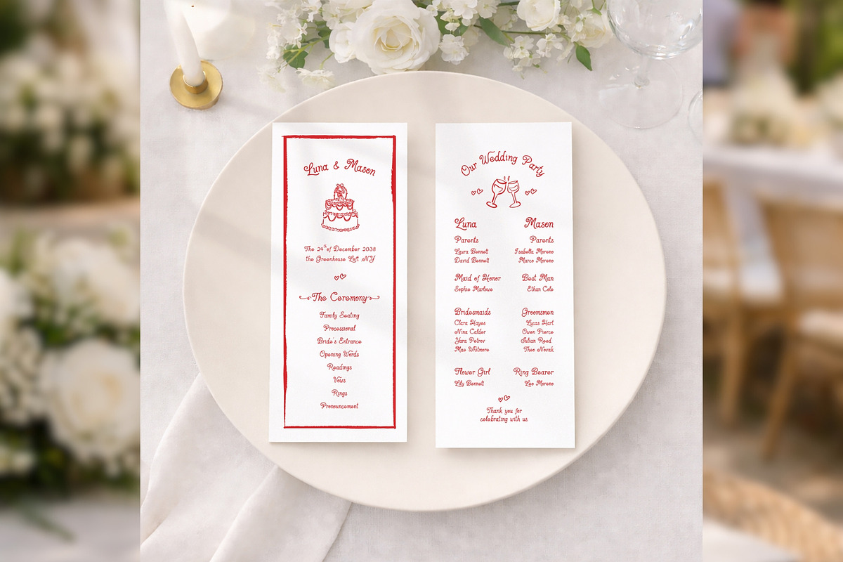 Wedding Program Canva bd002, a Card Template by TyphoonStudio (Photo 2 of 9)
