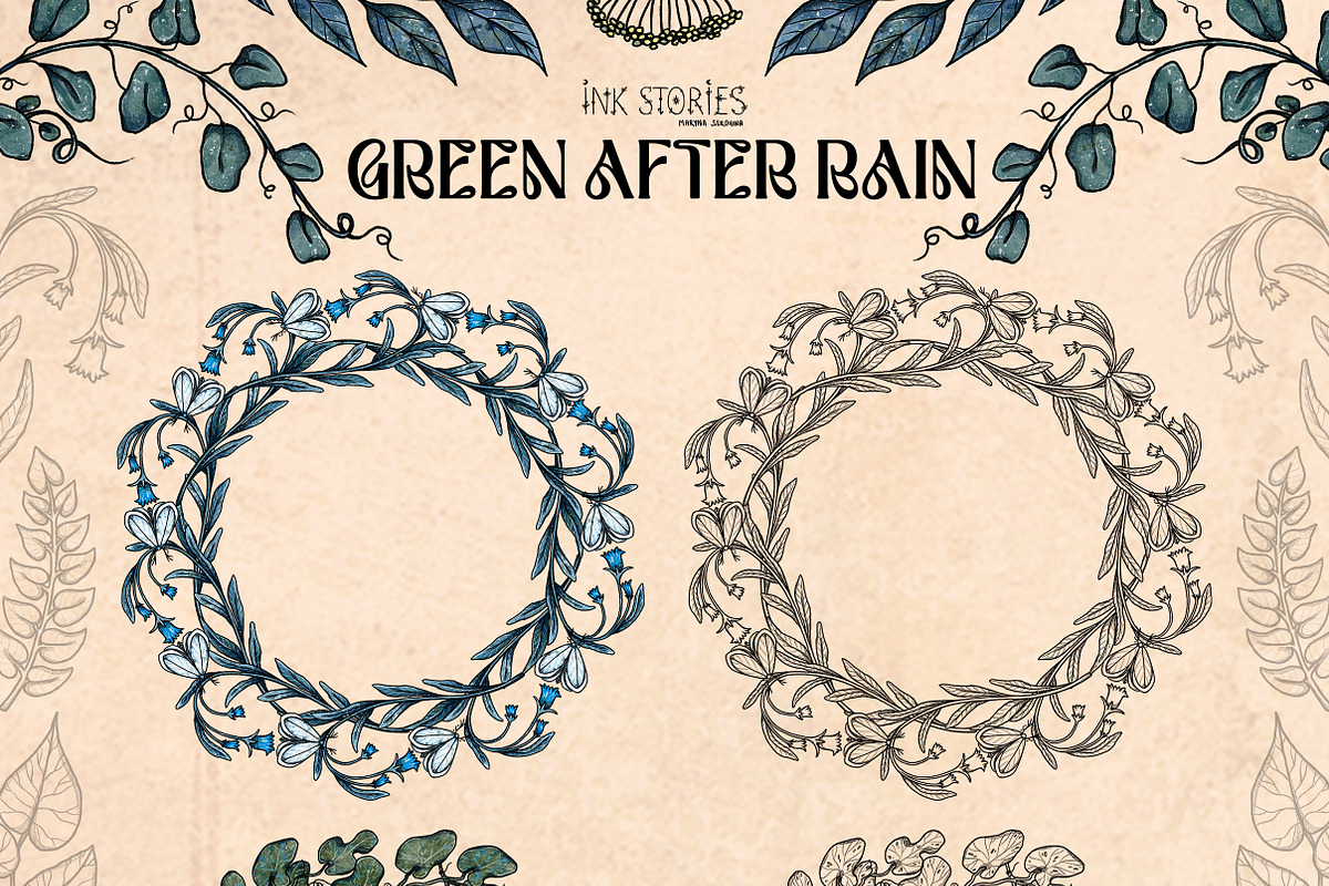 Green After Rain Botanical Set, an Object Illustration by Ink Stories (Photo 5 of 13)