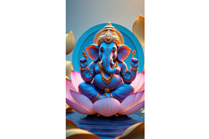 Lord Ganesha statue in vibrant, an Illustration by tilialucida