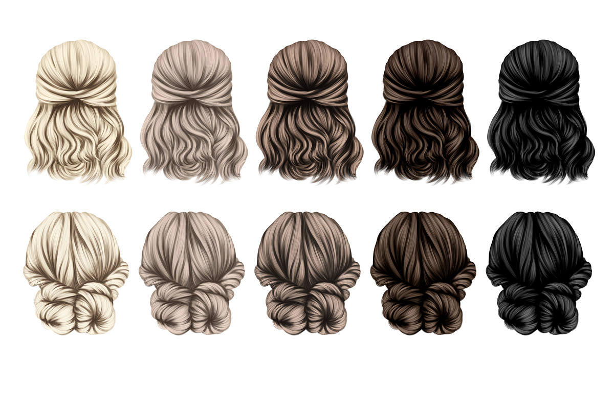 Hair clipart large set, an Illustration by Elenbushe (Photo 6 of 11)