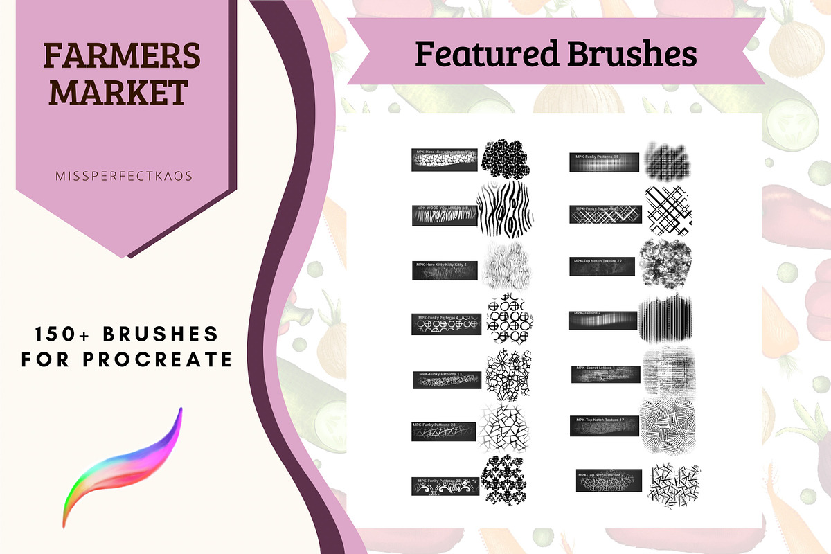 Farmers Market-150 Procreate Brushes, a Brush Add-On by MissPerfectKaos (Photo 11 of 11)