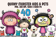 Quirky Monster Kids and Their Pets, a Person Illustration by PrintHaven Designs (Thumbnail 1 of 6)