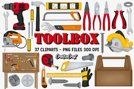 Construction Tool Clip Art Graphics, a Work Illustration by CreativeCraft