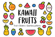 Collection of cute kawaii fruits., a Graphic by Helen Sko (Thumbnail 1 of 7)