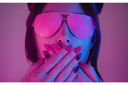 Retrowave style portrait of young, a Person Photo by P&G