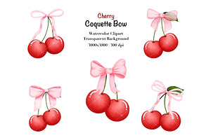 Cherry Coquette Bow PNG Clipart