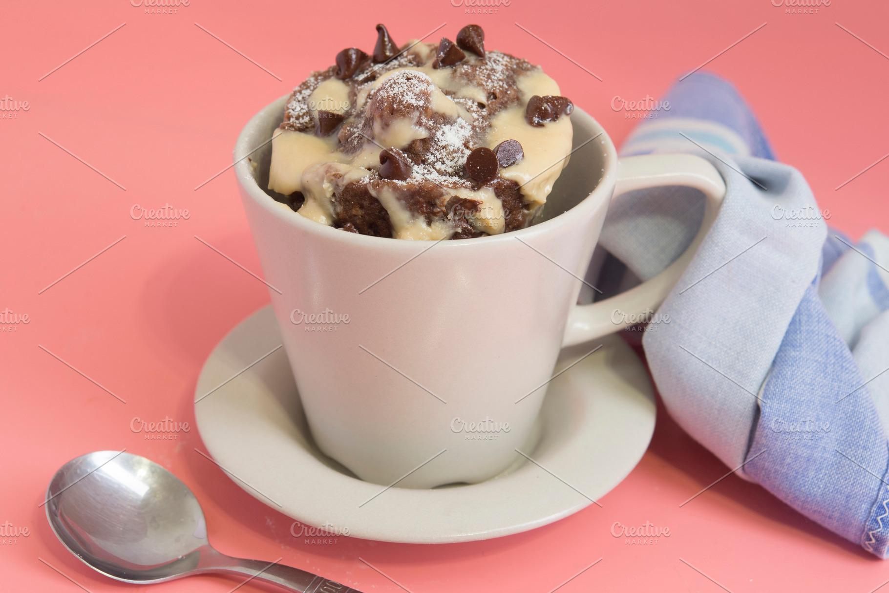 mugcake chocolate microwaved homemade close up, a Food & Drink Photo by DalaiFood