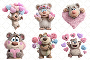 Quirky Valentines Teddy Bear Clipart, an Illustration by Black Bird Studio (Thumbnail 4 of 6)