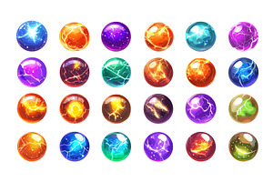 Magical spheres cartoon vector set, an Illustration by Valerie Bodnar