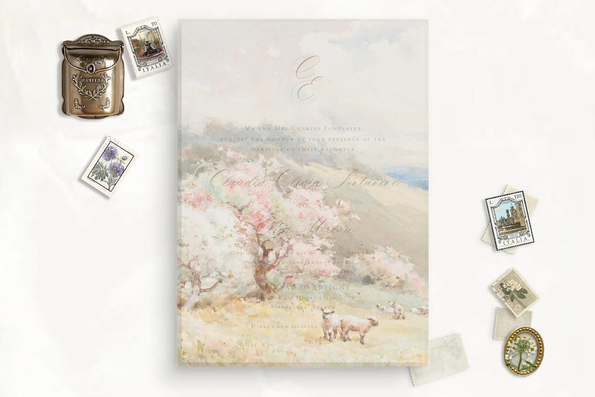 Spring Vellum Overlay for Wedding, a Stationery Template by SilverJoyAtelier (Photo 2 of 2)