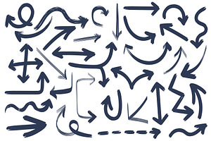 Brush stroke arrows hand drawn icons, an Object Illustration by Lemberg Vector
