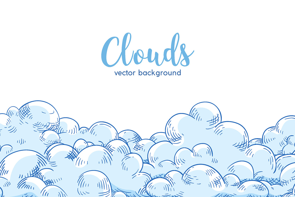Hand drawn clouds background, a Decorative Illustration by Good Studio (Photo 1 of 3)