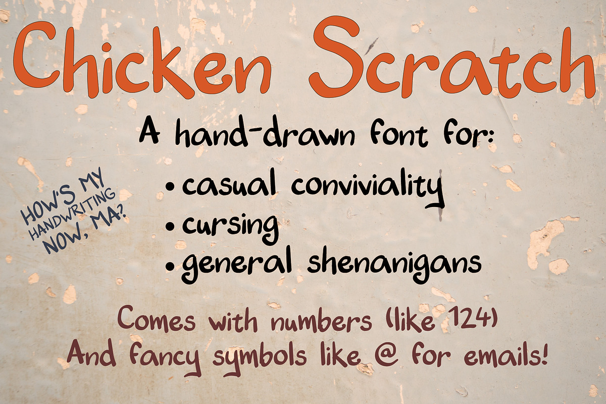Chicken Scratch — A hand-drawn font, a Font by SharptoothSnail
