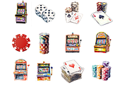 Watercolor Casino Clipart, a Decorative Illustration by stickermadness (Thumbnail 2 of 4)