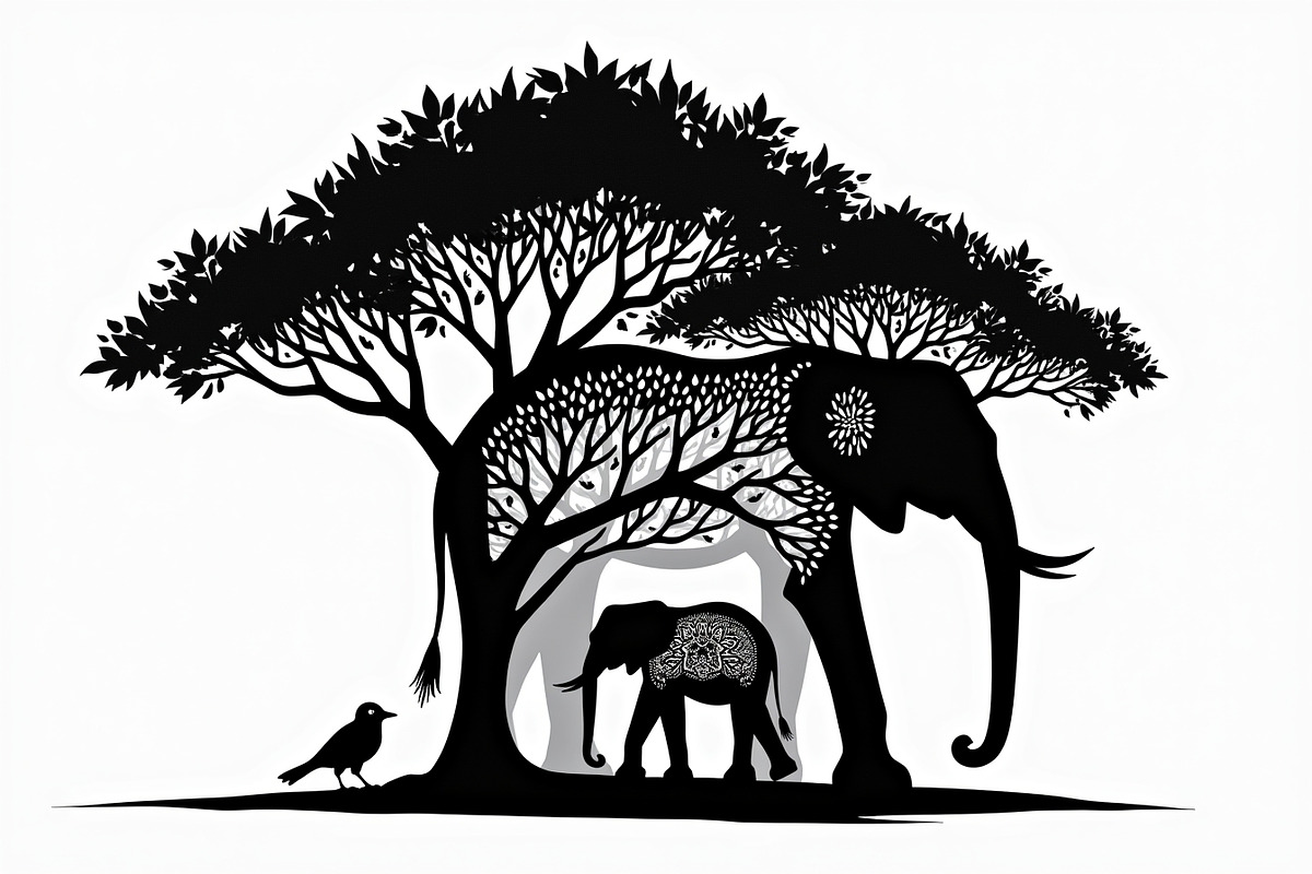 Silhouette of a Cute Elephant vector, an Illustration by Amazin_art (Photo 14 of 21)