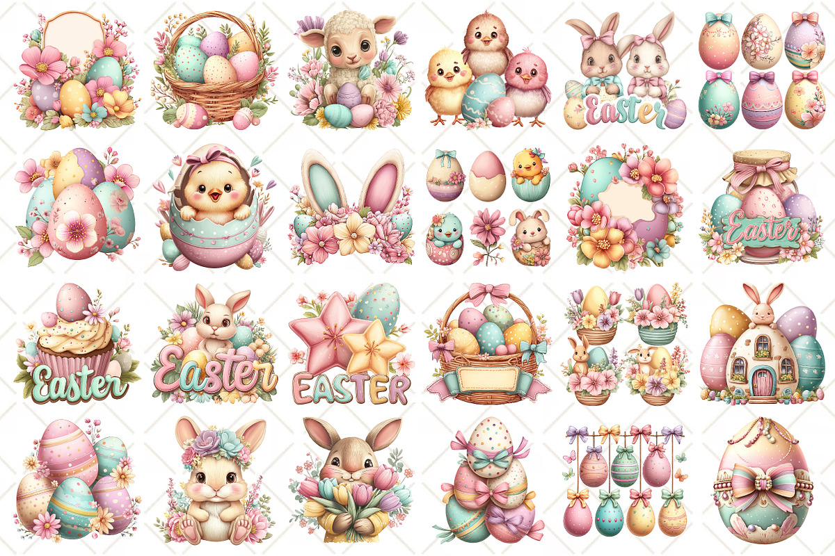 Pastel Cute Easter Clipart, an Illustration by Black Bird Studio (Photo 2 of 5)