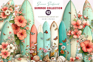 Summer Surfboard Clipart, an Illustration by CreationArt