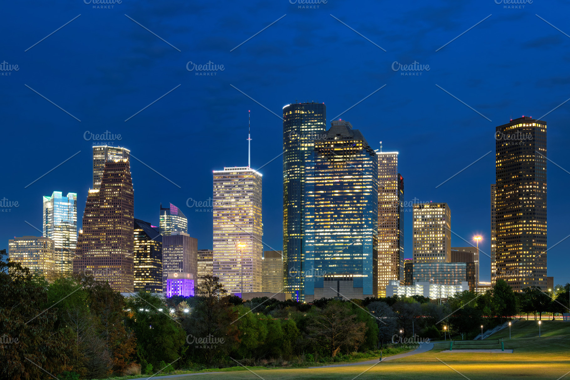 Houston City skyline at night, an Architecture Photo by Lucky Photographer